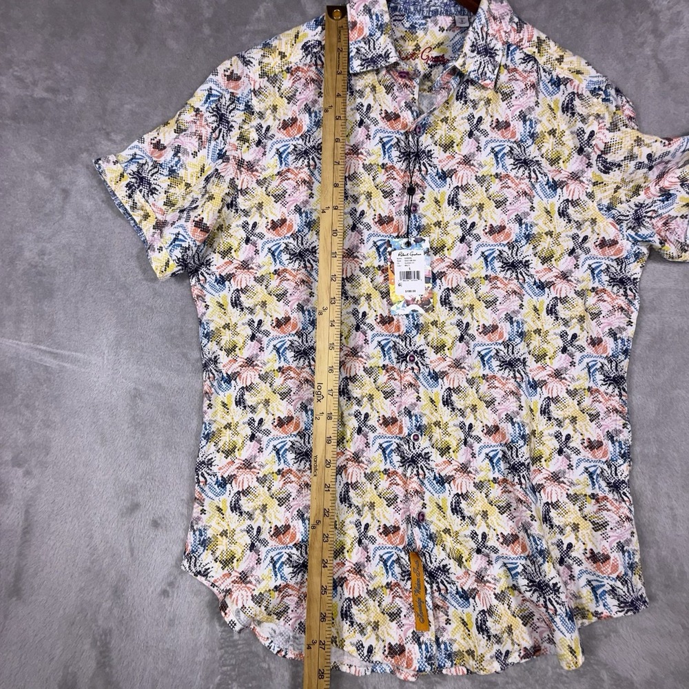 Robert Graham Linen Blend Men's Small Multicolor Short Sleeve Classic - Picture 7 of 8